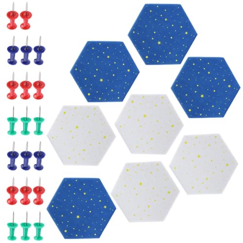 Ksikdeg Filz-Pinnwand, sechseckig, Filz-Pinnwand mit Pinnwand, dekorative Memoboard, Pinnwand für Zuhause, Klassenzimmer von Ksikdeg