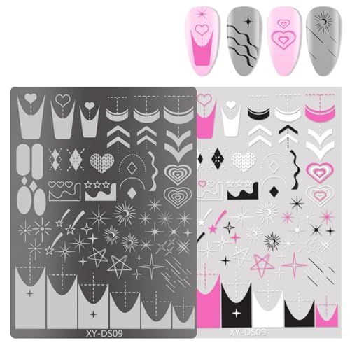 Ksikdeg French Nails Kunst-Stempelplatte, Blumen-Nägel, Stempel, Schablone, Schmetterling, Linien, Maniküre, Schablone, Werkzeug, Nägel, Kunst von Ksikdeg