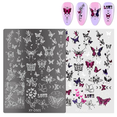 Ksikdeg French Nails Kunst-Stempelplatte, Blumen-Nägel, Stempel, Schablone, Schmetterling, Linien, Maniküre, Schablone, Werkzeug, Nägel, Kunst Ksikdeg French Nails Kunst-Stempelplatte, Blumen-Nägel, Stempel, Schablone, Schmetterling, Linien, Maniküre, Schablone, Werkzeug, Nägel, Kunst von Ksikdeg