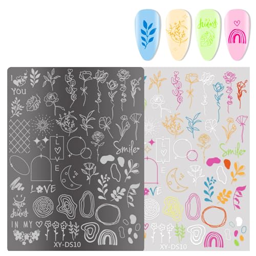 Ksikdeg French Nails Kunst-Stempelplatte, Blumen-Nägel, Stempel, Schablone, Schmetterling, Linien, Maniküre, Schablone, Werkzeug, Nägel, Kunst Ksikdeg French Nails Kunst-Stempelplatte, Blumen-Nägel, Stempel, Schablone, Schmetterling, Linien, Maniküre, Schablone, Werkzeug, Nägel, Kunst von Ksikdeg