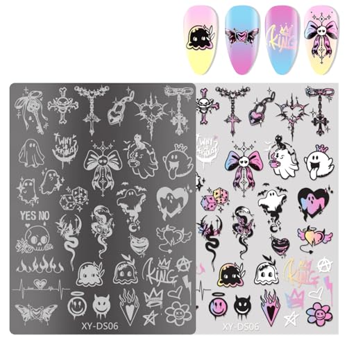 Ksikdeg French Nails Kunst-Stempelplatte, Blumen-Nägel, Stempel, Schablone, Schmetterling, Linien, Maniküre, Schablone, Werkzeug, Nägel, Kunst Ksikdeg French Nails Kunst-Stempelplatte, Blumen-Nägel, Stempel, Schablone, Schmetterling, Linien, Maniküre, Schablone, Werkzeug, Nägel, Kunst von Ksikdeg