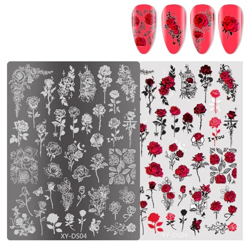 Ksikdeg French Nails Kunst-Stempelplatte, Blumen-Nägel, Stempel, Schablone, Schmetterling, Linien, Maniküre, Schablone, Werkzeug, Nägel, Kunst Ksikdeg French Nails Kunst-Stempelplatte, Blumen-Nägel, Stempel, Schablone, Schmetterling, Linien, Maniküre, Schablone, Werkzeug, Nägel, Kunst von Ksikdeg