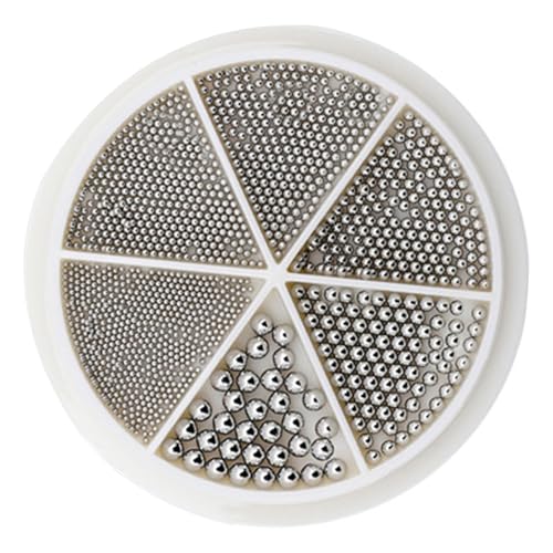 Ksikdeg Metallnägel mit 6 Fächern, goldfarben, silberfarben, Perlen, runde Nägel, Kunst-Anhänger, Maniküre-Zubehör, Nagelkunst von Ksikdeg
