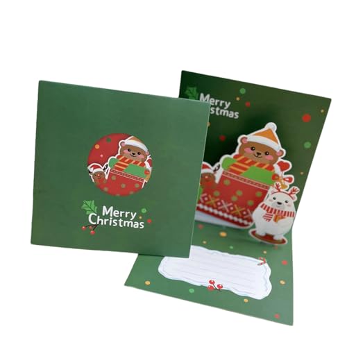 Ksikdeg Stilvolle Weihnachtsfeier Karten Elegante 3D Popup Weihnachtsgrußkarte aus Papier mit Schneemann und Bär von Ksikdeg