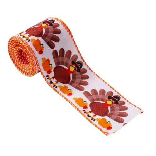 Ksikdeg Thanksgiving-Kürbisband zum Basteln und Verpacken von Herbsternte, Polyester, 4,5 m von Ksikdeg