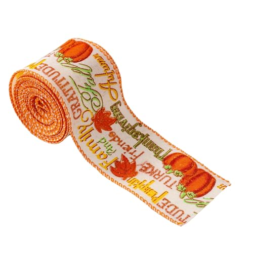 Ksikdeg Thanksgiving-Kürbisband zum Basteln und Verpacken von Herbsternte, Polyester, 4,5 m von Ksikdeg
