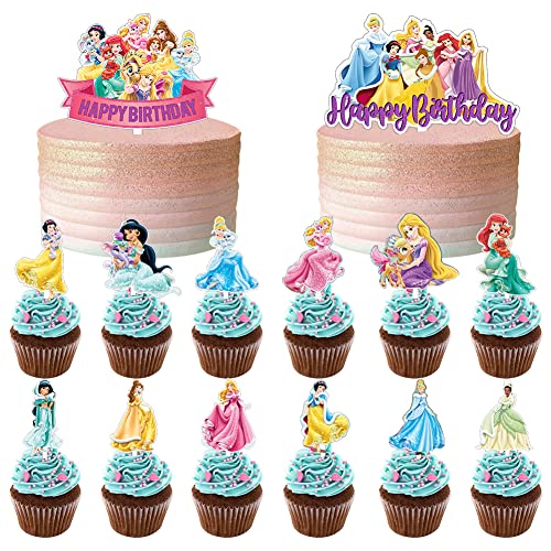 14PCS Prinzessin Cupcake Toppers, Prinzessin Cake Topper, Prinzessin Tortendeko Geburtstag,Prinzessin Torten Deko,Party Kuchen Dekoration Lieferungen, Kindergeburtstag deko Mädchen von Ksopsdey