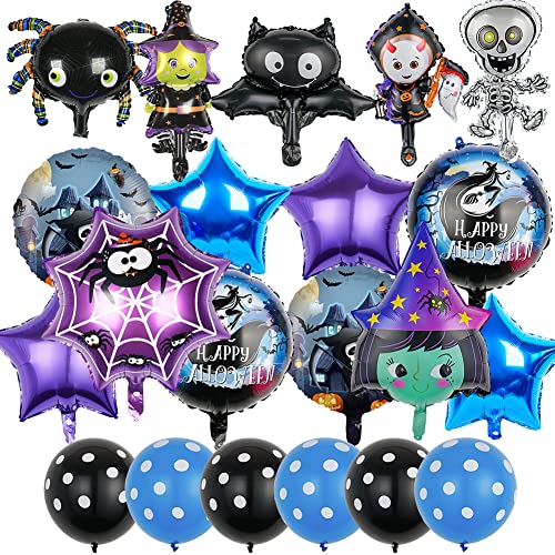 21 Stück Halloween Party Dekorationen, Geist, Fledermäuse Ballons Aluminiumfolie Halloween Ballons für Grusel Party, Horror Feier Party Deko von Ksopsdey