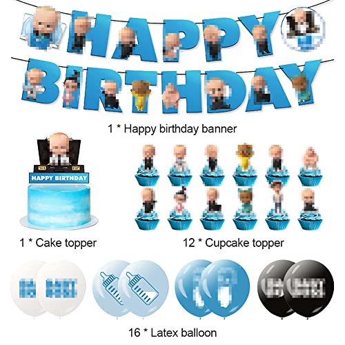 32 Pcs Baby Party Supplies, Baby Birthday Themed Party Supplies, Baby Geburtstag Banner Luftballons Cake Topper Für Baby Partydekorationen von Ksopsdey