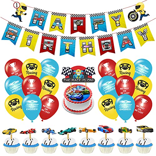 38 Pcs Racing Car Party Set, Birthday Party Supplies, Party Accessory Set, Party Set Alles Gute zum Geburtstag Cupcake Toppers Banner irthday Party Balloons Decoration for Boys Children von Ksopsdey