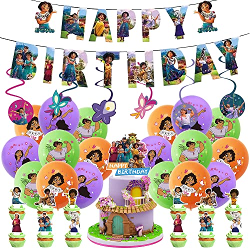 50 PCS En-canto Party Supplies Dekorationsset, Prinzessin Birthday Themed Party Supplies, Latexballon, Geburtstag Banner Cake Topper für Geburtstag Dekoration Kinder von Ksopsdey