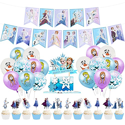 Geburtstag Luftballon Set, Frozen Geburtstagsparty Deko, Geburtstagsfeier Frozen Themed Dekorationen, Frozens Luftballons Geburtstags Deko, für Kindergeburtstag Party von Ksopsdey