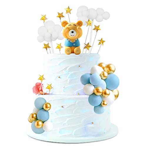Ksopsdey 34pcs Luxe Blau Geburtstag Tortendeko, Pentagramm Cake Toppers, Mini-Ballonnen Cake Topper für Junge Geschlecht Enthüllt Party, Cake-Topper Voor Jubileum, Babyshower, Taartdecoratie(Blau) von Ksopsdey