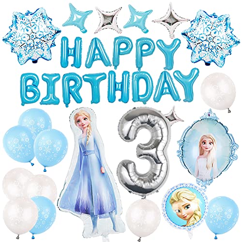 Ksopsdey Frozen Geburtstagsdeko Mädchen, Geburtstagsdeko 3 Jahre Frozen Mädchen, Party Ballons Geburtstag Dekoration von Ksopsdey