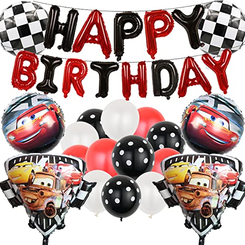 Ksopsdey Rennwagen Cars Geburtstag Dekoration, Lightning McQueen Ballon, Rennauto Folienballons Geburtstag Deko, für Kinder Jungen Geburtstag Party Babyparty von Ksopsdey