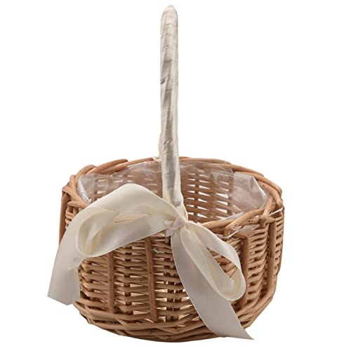 Ksrnsne Korb geflochtenen Blumen Korb Aufbewahrungskorb Rattan Korb Blumen Eine Hand Korb Blumen Einhändig gemacht mit Schleife, S. Ksrnsne Korb geflochtenen Blumen Korb Aufbewahrungskorb Rattan Korb Blumen Eine Hand Korb Blumen Einhändig gemacht mit Schleife, S. von Ksrnsne