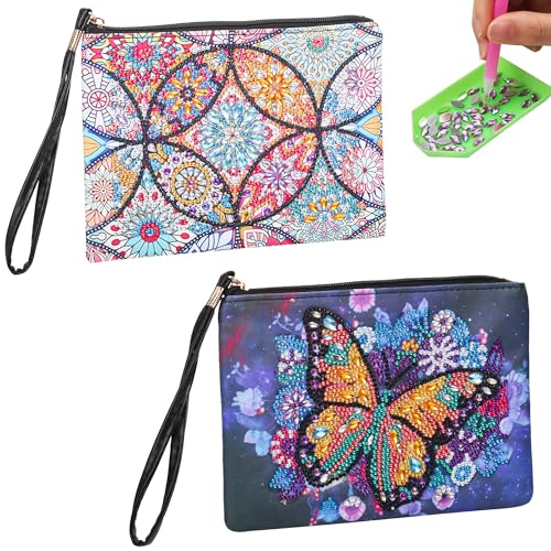 Kssvzz 2 Stück Bastelset Mädchen ab 6 7 8 9 10 Jahre, Mädchen Geschenke 6-12 Jahre, Diamond Painting Kosmetiktasche für Kinder Erwachsene von Kssvzz