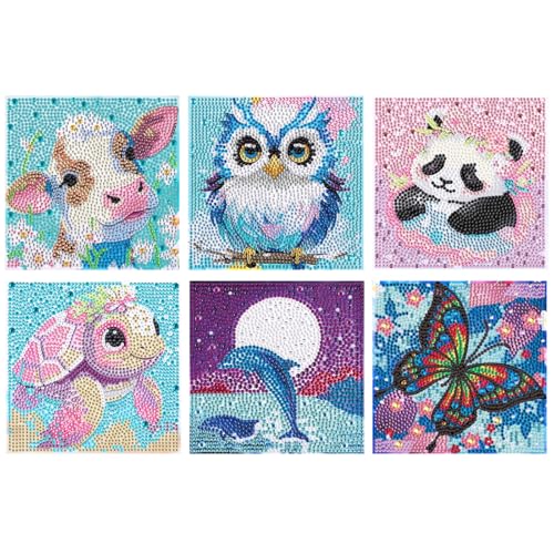Kssvzz 6er Set 5D Diamond Painting Kinder, Full Diamond Painting Bilder Kinder Tiere-Set, Mädchen Junge Geschenke 6 7 8 9 10 11 12 Jahre, 15x15cm (Stil A) Kssvzz 6er Set 5D Diamond Painting Kinder, Full Diamond Painting Bilder Kinder Tiere-Set, Mädchen Junge Geschenke 6 7 8 9 10 11 12 Jahre, 15x15cm (Stil A) von Kssvzz