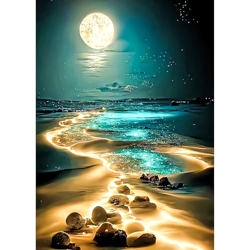Kssvzz Diamond Painting Erwachsene, Mondbeschienener Strand 5D Diamant Painting Bilder, DIY Diamond Art Kits, Full Diamant Malerei für Home Wand Décor 30 x 40 CM Kssvzz Diamond Painting Erwachsene, Mondbeschienener Strand 5D Diamant Painting Bilder, DIY Diamond Art Kits, Full Diamant Malerei für Home Wand Décor 30 x 40 CM von Kssvzz