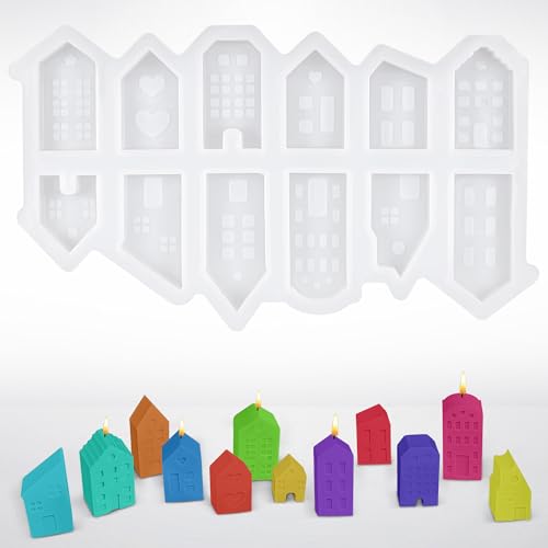 Silikonformen Gießformen Haus, 12 Stück Mini Silikonform Weihnachten Häuser, DIY Weihnachten Deko Gießformen Silikon, 3D Silikonform Haus Kerzenhalter, Giessformen Silikon Silikonform Häuser Silikonformen Gießformen Haus, 12 Stück Mini Silikonform Weihnachten Häuser, DIY Weihnachten Deko Gießformen Silikon, 3D Silikonform Haus Kerzenhalter, Giessformen Silikon Silikonform Häuser von Kssvzz