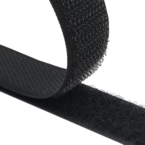Kstar Klettband zum Nähen, aufnähen I Klettverschluss zum Nähen, Set Hakenband und Flauschband, Farbe, Breite, Länge wählbar (Set, schwarz, 16 mm x 6 m) von Kstar