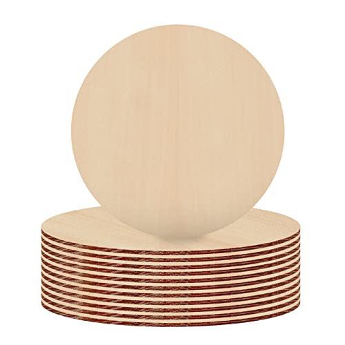 Ksvaye 12 Stück Runde Holzscheiben 20 cm Durchmesser Holzplatten zum Basteln Naturholzscheiben Unbehandelt 3mm Dicke Sperrholz Sperrholzplatte Balsaholz Holzplättchen für Dekoration Handwerke Bemalen von Ksvaye