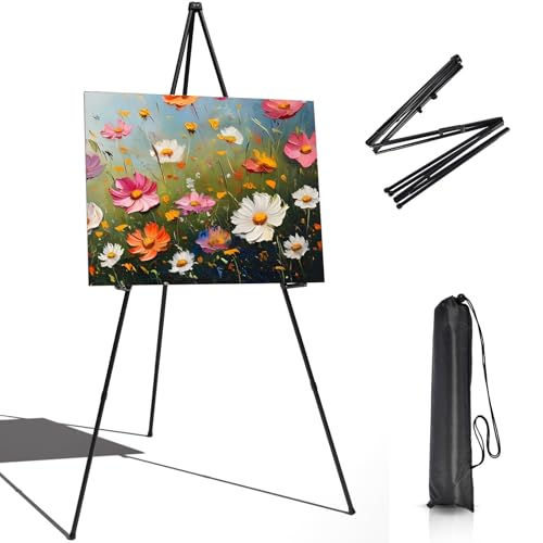 Ksvaye 160CM Verstellbares Staffelei Schwarz Metall Zusammenklappbare Stativ Staffelei mit Tragetasche für Hochzeit Display Leinwand, Poster, Malerei von Ksvaye