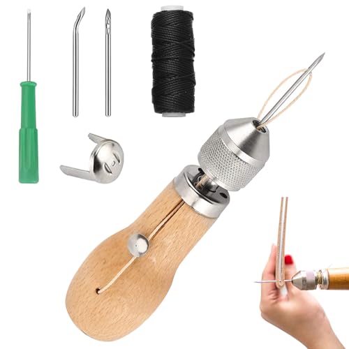 Ksvaye 8 Stück Nähahle Leder Nähset Leder Werkzeug Set Leder Nähen Ledernähset Ledernadeln Hand mit Wachsfaden, Gebogene und Konische Nadeln für Leder DIY Handwerk Craft Ksvaye 8 Stück Nähahle Leder Nähset Leder Werkzeug Set Leder Nähen Ledernähset Ledernadeln Hand mit Wachsfaden, Gebogene und Konische Nadeln für Leder DIY Handwerk Craft von Ksvaye
