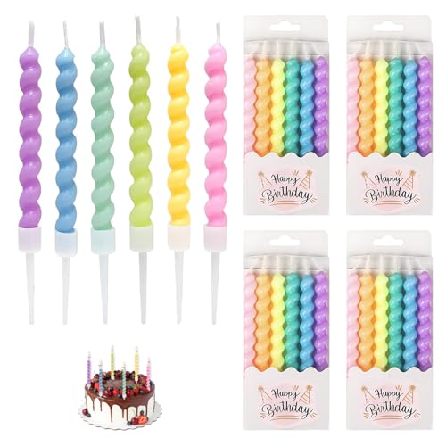 24 Stück Spiral-Geburtstagskerzen, Kerzen Geburtstag mit Halterung Macaron Farben Tropffrei Rauchfrei Spiralform Tortenkerzen Wiederverwendbar für Geburtstage Hochzeiten Partys Feste Deko 24 Stück Spiral-Geburtstagskerzen, Kerzen Geburtstag mit Halterung Macaron Farben Tropffrei Rauchfrei Spiralform Tortenkerzen Wiederverwendbar für Geburtstage Hochzeiten Partys Feste Deko von Ksywydu