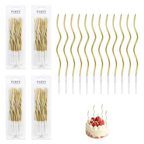 48 Stück Spiral Kuchen Kerzen, Geburtstagskerzen für Torte, Party Dekoration Kerzen mit Ständer. Metallic Tortendeko für Geburtstag Kinder Erwachsene Hochzeit Jubiläum Party, Goldene 15 cm Hoch 48 Stück Spiral Kuchen Kerzen, Geburtstagskerzen für Torte, Party Dekoration Kerzen mit Ständer. Metallic Tortendeko für Geburtstag Kinder Erwachsene Hochzeit Jubiläum Party, Goldene 15 cm Hoch von Ksywydu