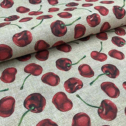 KT KiloFabric Resin Canvas Stoff - Fleckresistente Tischdecke - 100% Baumwolle - 100 cm Länge x 140 cm Breite | Kirsche - Granat ─ 1 Meter von Kt KILOtela