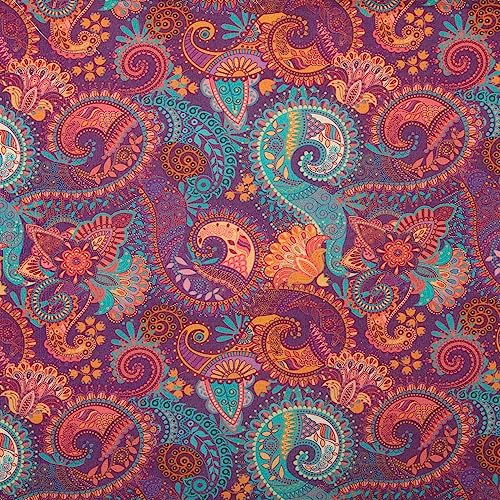 Kt KILOtela - Bedruckter Canvas-Stoff, Dekoration, Polsterung, Kissen, Vorhänge, Bettdecken, Taschen, Tischdecken, 100 cm Länge x 280 cm Breite, Kaschmir, Lila, Mehrfarbig - 1 Meter Kt KILOtela - Bedruckter Canvas-Stoff, Dekoration, Polsterung, Kissen, Vorhänge, Bettdecken, Taschen, Tischdecken, 100 cm Länge x 280 cm Breite, Kaschmir, Lila, Mehrfarbig - 1 Meter von Kt KILOtela
