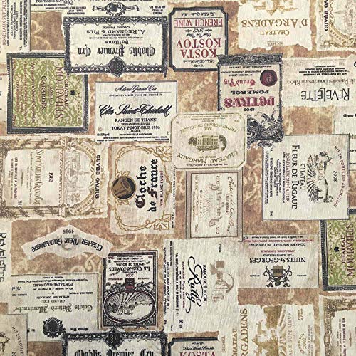 Kt KILOtela - Bedruckter Canvas-Stoff, Dekoration, Polsterung, Kissen, Vorhänge, Bettdecken, Taschen, Tischdecken, 100 cm Länge x 280 cm Breite, Weinetiketten, Braun - 1 Meter Kt KILOtela - Bedruckter Canvas-Stoff, Dekoration, Polsterung, Kissen, Vorhänge, Bettdecken, Taschen, Tischdecken, 100 cm Länge x 280 cm Breite, Weinetiketten, Braun - 1 Meter von Kt KILOtela