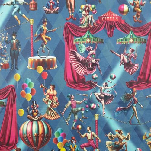 Kt KILOtela - Bedruckter Leinenstoff, Dekoration, Polster, Kissen, Vorhänge, Tagesdecken, Taschen, 100 cm Länge x 280 cm Breite, Zucht, Trapezer, Clowns, Blau, Rosa, 1 Meter Kt KILOtela - Bedruckter Leinenstoff, Dekoration, Polster, Kissen, Vorhänge, Tagesdecken, Taschen, 100 cm Länge x 280 cm Breite, Zucht, Trapezer, Clowns, Blau, Rosa, 1 Meter von Kt KILOtela