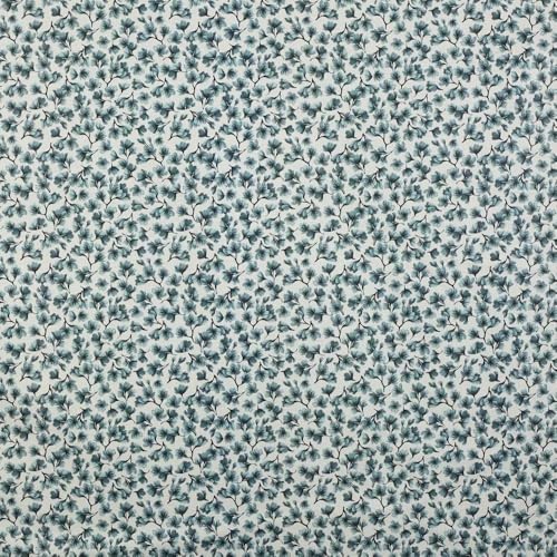 Kt KILOtela - Bedruckter Leinenstoff, Dekoration, Polster, Kissen, Vorhänge, Tagesdecken, Taschen, Basteln, 100 cm Länge x 280 cm Breite, Kanako, Blumen, Blau, 1 Meter von Kt KILOtela
