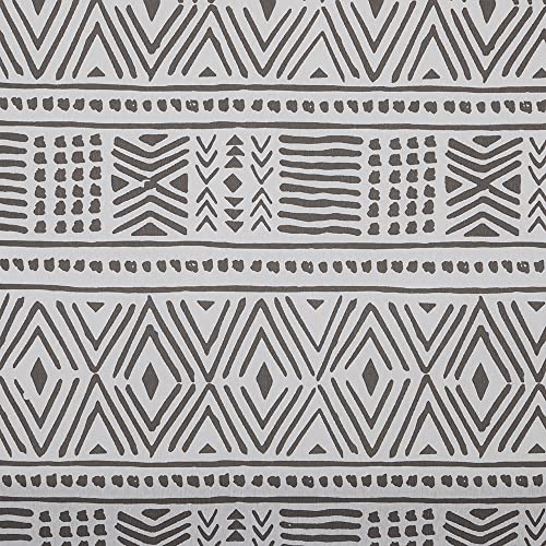 Kt KILOtela - Bedruckter Leinenstoff, Dekoration, Polsterung, Kissen, Tischdecken, Taschen, Basteln, 100 cm Länge x 280 cm Breite, geometrisch ethnisch, Grau, Weiß ─ 1 Meter von Kt KILOtela
