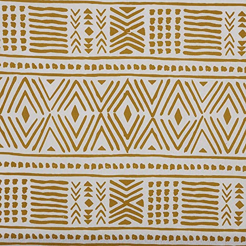 Kt KILOtela - Bedruckter Leinenstoff, Dekoration, Polsterung, Kissen, Tischdecken, Taschen, Basteln, 100 cm Länge x 280 cm Breite, geometrisch ethnisch, Senf, Weiß ─ 1 Meter Kt KILOtela - Bedruckter Leinenstoff, Dekoration, Polsterung, Kissen, Tischdecken, Taschen, Basteln, 100 cm Länge x 280 cm Breite, geometrisch ethnisch, Senf, Weiß ─ 1 Meter von Kt KILOtela