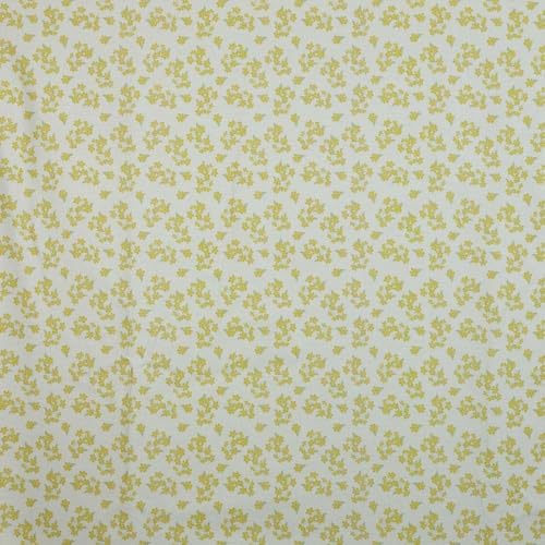 Kt KILOtela - Bedruckter Leinenstoff, Dekoration, Tapisserie, Kissen, Vorhänge, Tagesdecken, Taschen, 100 cm Länge x 280 cm Breite, Adelina, Blüten, Gelb, 1 Meter von Kt KILOtela