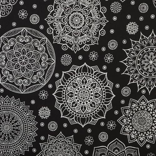 Kt KILOtela - Bedruckter Leinenstoff, Dekoration, Tapisserie, Kissen, Vorhänge, Tagesdecken, Taschen, Tischdecken, Bastelarbeiten, 300 cm Länge x 280 cm Breite, Mandalas, London, Schwarz - 3 Meter Kt KILOtela - Bedruckter Leinenstoff, Dekoration, Tapisserie, Kissen, Vorhänge, Tagesdecken, Taschen, Tischdecken, Bastelarbeiten, 300 cm Länge x 280 cm Breite, Mandalas, London, Schwarz - 3 Meter von Kt KILOtela