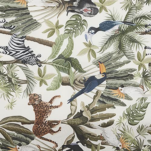 Kt KILOtela - Bedruckter Leinwandstoff, Dekoration, Polster, Kissen, Vorhänge, Tagesdecke, Tischdecke, 100 cm Länge x 280 cm Breite, tropische Tiere, grün - 1 Meter Kt KILOtela - Bedruckter Leinwandstoff, Dekoration, Polster, Kissen, Vorhänge, Tagesdecke, Tischdecke, 100 cm Länge x 280 cm Breite, tropische Tiere, grün - 1 Meter von Kt KILOtela