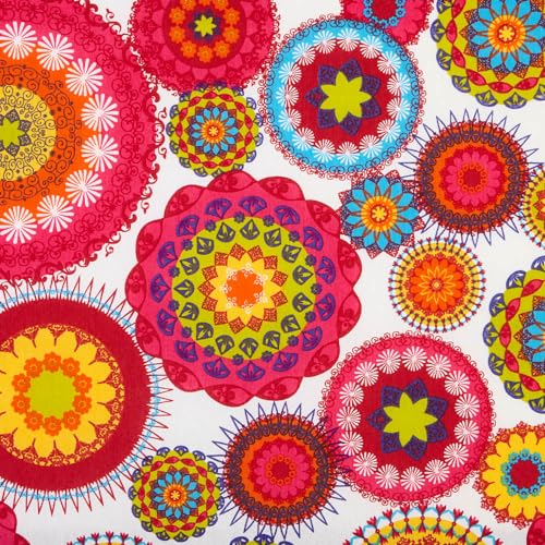 Kt KILOtela - Bedruckter Leinwandstoff, Dekoration, Polster, Kissen, Vorhänge, Tagesdecken, Taschen, Tischdecken, Basteln, 100 cm Länge x 280 cm Breite, Mandalas, Mehrfarbig, Weiß, 1 Meter Kt KILOtela - Bedruckter Leinwandstoff, Dekoration, Polster, Kissen, Vorhänge, Tagesdecken, Taschen, Tischdecken, Basteln, 100 cm Länge x 280 cm Breite, Mandalas, Mehrfarbig, Weiß, 1 Meter von Kt KILOtela