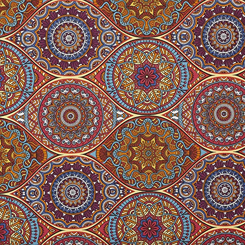 Kt KILOtela - Canvas Dekostoff, Home-Accessoires, Dekorationen, Tischdecken, Vorhänge, Kissen, Vorhänge, Taschen, Basteln, 300 cm Länge x 280 cm Breite, Mandalas Daiki, Orange - 3 Meter von Kt KILOtela