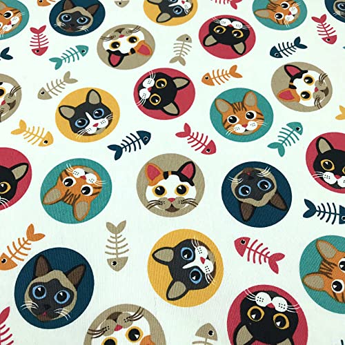 Kt KILOtela - Canvas Dekostoff, Home-Accessoires, Tischdecken, Kissen, Vorhänge, Taschen, 100 cm Länge x 280 cm Breite, Katzen, Schaber, Mehrfarbig, Weiß - 1 Meter Kt KILOtela - Canvas Dekostoff, Home-Accessoires, Tischdecken, Kissen, Vorhänge, Taschen, 100 cm Länge x 280 cm Breite, Katzen, Schaber, Mehrfarbig, Weiß - 1 Meter von Kt KILOtela