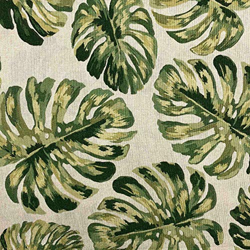 Kt KILOtela - Canvas Dekostoff, Home-Accessoires, Tischdecken, Kissen, Vorhänge, Taschen, Stück: 300 cm Länge x 280 cm Breite, Tropische Blätter, Grün - 3 Meter von Kt KILOtela