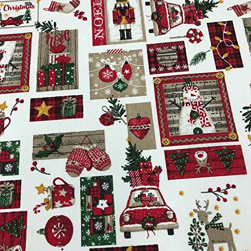 Kt KILOtela - Canvas Dekostoff Weihnachten, Home-Accessoires, Tischdecken, Kissen, Vorhänge, Taschen, 280 cm Breite, Meterware ab 0,5 m, Preis Gilt für 0,5 m, Adventskalender, Geschenke, Rot, Grün Kt KILOtela - Canvas Dekostoff Weihnachten, Home-Accessoires, Tischdecken, Kissen, Vorhänge, Taschen, 280 cm Breite, Meterware ab 0,5 m, Preis Gilt für 0,5 m, Adventskalender, Geschenke, Rot, Grün von Kt KILOtela