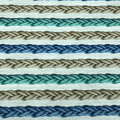 Kt KILOtela Digitaler bedruckter Leinenstoff, Halbpanama, 100 % Baumwolle, Patchwork 100 cm lang x 280 cm breit, Schnüre, Stränge – Blau, Türkis, Beige – 1 Meter von Kt KILOtela