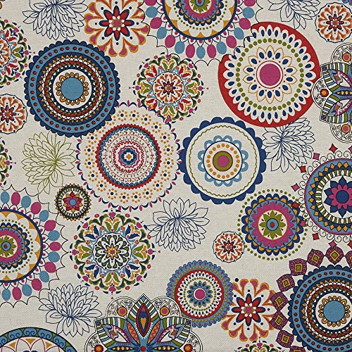 Kt KILOtela - Leinenstoff, Bedruckt, Half Panama, Dekoration, Polsterung, Vorhänge, Kissen, Breite 280 cm, Länge wählbar 50 in 50 cm, Mystic, Mandala, Blau, Mehrfarbig Kt KILOtela - Leinenstoff, Bedruckt, Half Panama, Dekoration, Polsterung, Vorhänge, Kissen, Breite 280 cm, Länge wählbar 50 in 50 cm, Mystic, Mandala, Blau, Mehrfarbig von Kt KILOtela