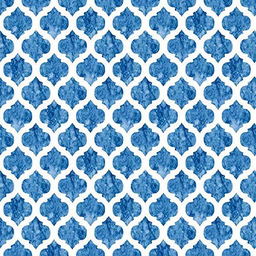 Kt KILOtela - Leinenstoff, digital Bedruckt, 100 cm lang, 280 cm breit, geometrisch, Zellen, Blau von Kt KILOtela