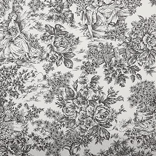 Kt KILOtela - Meterware bedruckte Leinwand, Dekoration, Kissen, Tafel, Tagesdecke, Vorhänge, Tischdecken, Breite 280 cm, Länge zur Auswahl 50 in 50 cm, Romantisch, Toile de Jouy, Schwarz Kt KILOtela - Meterware bedruckte Leinwand, Dekoration, Kissen, Tafel, Tagesdecke, Vorhänge, Tischdecken, Breite 280 cm, Länge zur Auswahl 50 in 50 cm, Romantisch, Toile de Jouy, Schwarz von Kt KILOtela