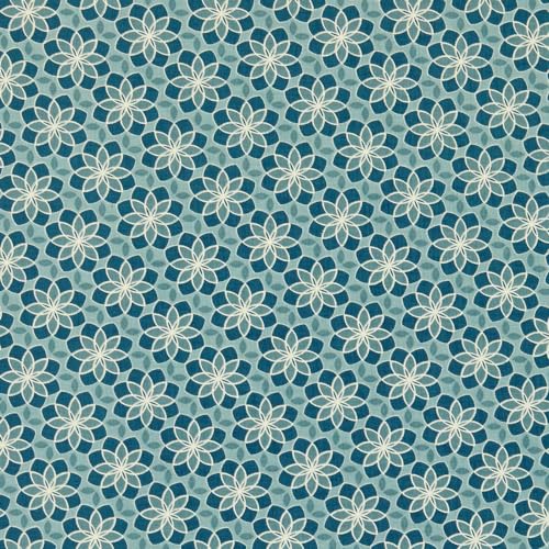 Kt KILOtela Patchworkstoff, kreatives Nähen, Basteln, 100 % Baumwolle, hergestellt in Japan, 100 x 110 cm breit, geometrische Blumen, Blau, 1 Meter von Kt KILOtela